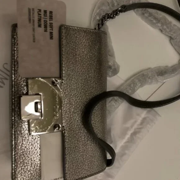 Jimmy Choo Rebel soft mini New ! Metallic silver ! Crossbody Bag - Picture 4 of 4